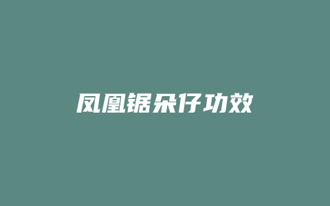 凤凰锯朵仔功效_http://www.chayejidi.com_茶叶功效_第1张