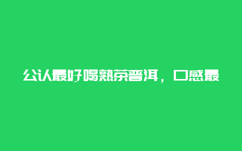 公认最好喝熟茶普洱，口感最好的普洱茶十大排行榜_http://www.chayejidi.com_茶叶知识_第1张