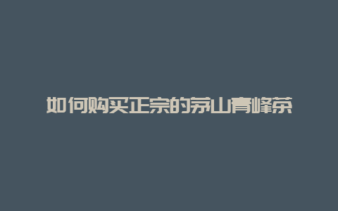 如何购买正宗的茅山青峰茶_http://www.chayejidi.com_绿茶知识_第1张