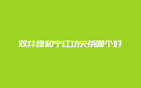 双井绿和宁红功夫茶哪个好_http://www.chayejidi.com_绿茶知识_第1张