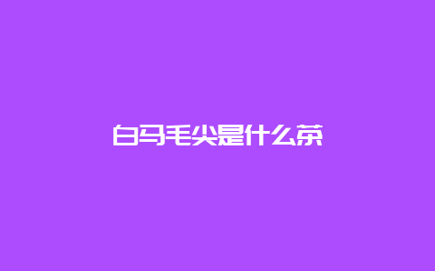 白马毛尖是什么茶_http://www.chayejidi.com_绿茶知识_第1张